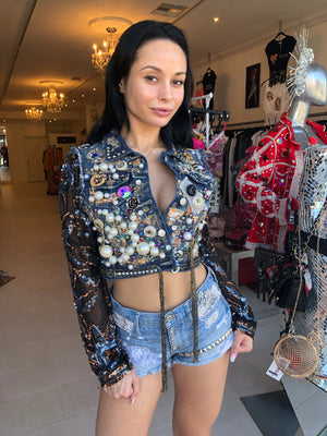 Abstract art bedazzled jacket