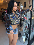 Abstract art bedazzled jacket