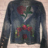 Rhinestone roses denim jacket