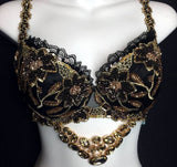 Black and gold handmade rave bra