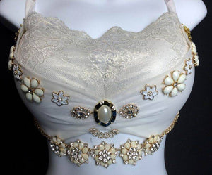 White Handmade bra size 38 DD