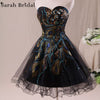 In Stock Embroidery Royal Blue Short Cocktail Dresses Sweetheart Crystal Party Gown Real Picture  Vestido De Festa SD039